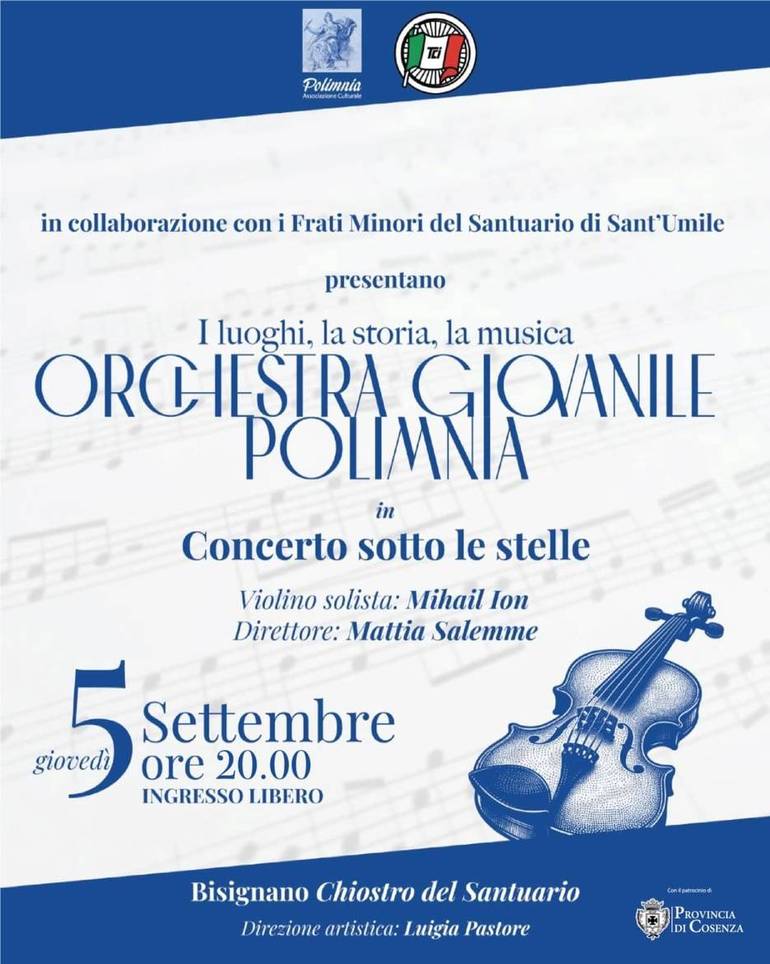 Il concerto sotto le stelle dell'associazione Polimnia